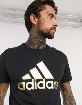 black adidas shirt with gold