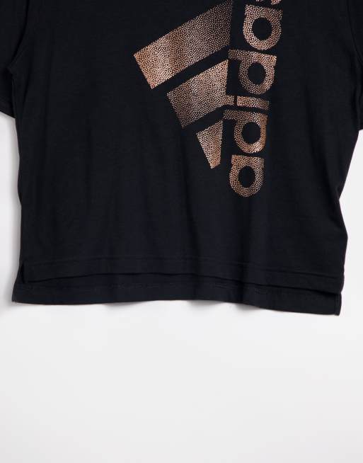 adidas Training t shirt in black with rose gold logo