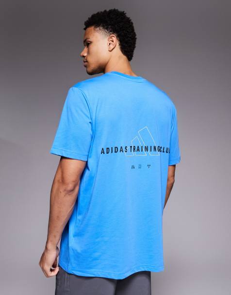 adidas Training – T-Shirt in Blau mit Rückenprint - view 1
