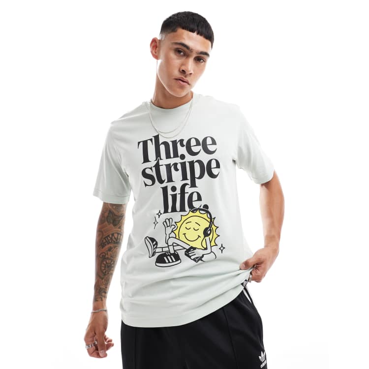 adidas Training T Shirt in Grun mit Three Stripe Life Grafikprint ASOS