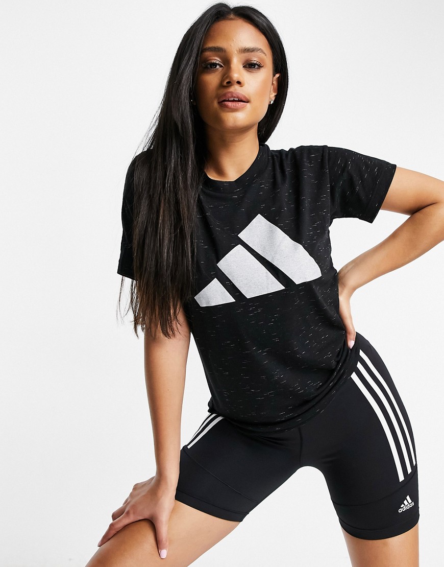 adidas - Training - T-shirt met 3-Stripes in gemêleerd zwart