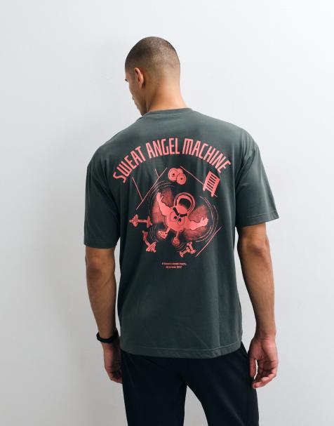 adidas training T-shirt met backprint in donkergrijs - view 1