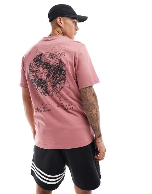 adidas - Training - T-shirt met cirkelprint in bordeauxrood 