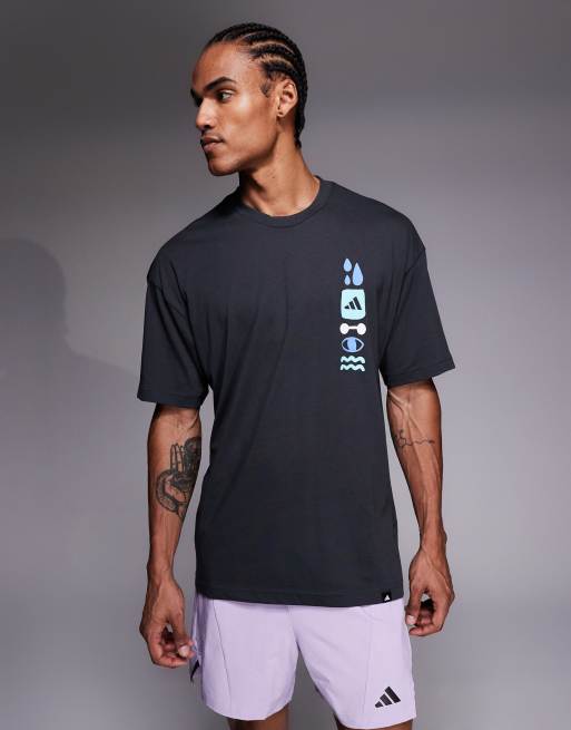 adidas training T-shirt met gestapelde print in zwart, 3 van 5