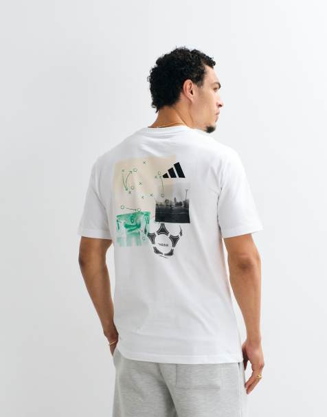 adidas - Training - T-shirt met voetbalprint op de achterkant in wit - view 1