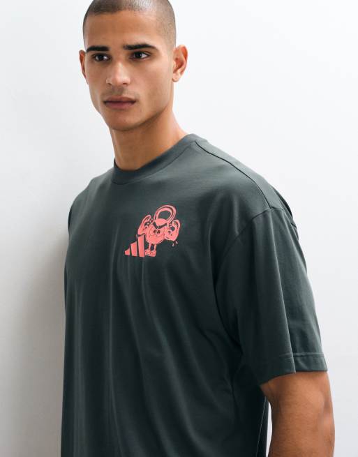 adidas Training-T-Shirt mit Rückendruck in Dunkelgrau, 5 von 5