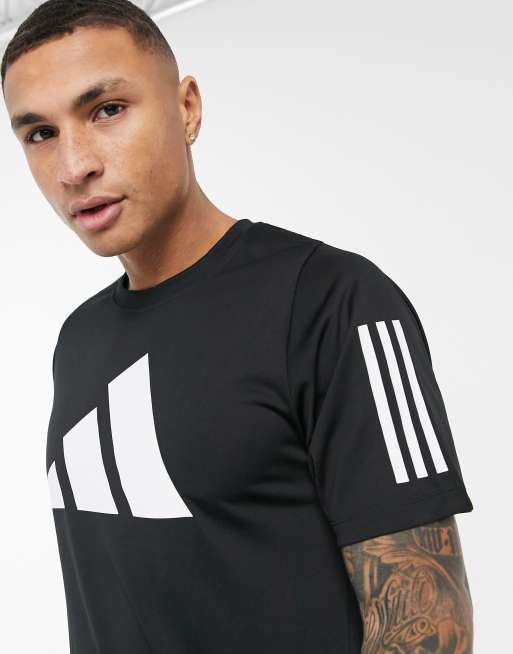 adidas - Training - T-shirt nera con logo a 3 strisce