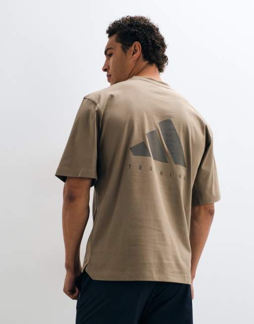 adidas Training t-shirt oversize avec imprimé au dos en kaki, 5 de 5