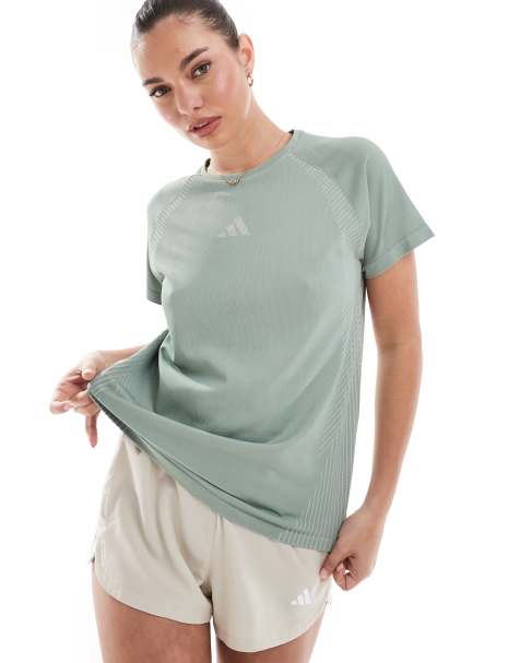 adidas - Training - T-shirt verde argento senza cuciture - view 1
