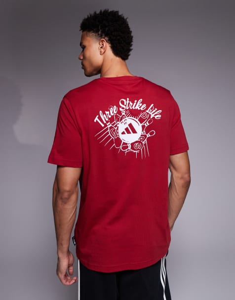 adidas Training t-shirt with bowling graphic back print in maroon