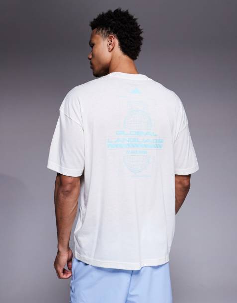 adidas Training t-shirt with globe back print in off white - view 1