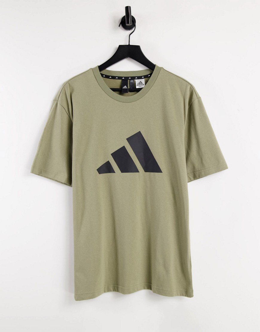 Adidas Training t-shirt with large BOS logo in khaki-Green