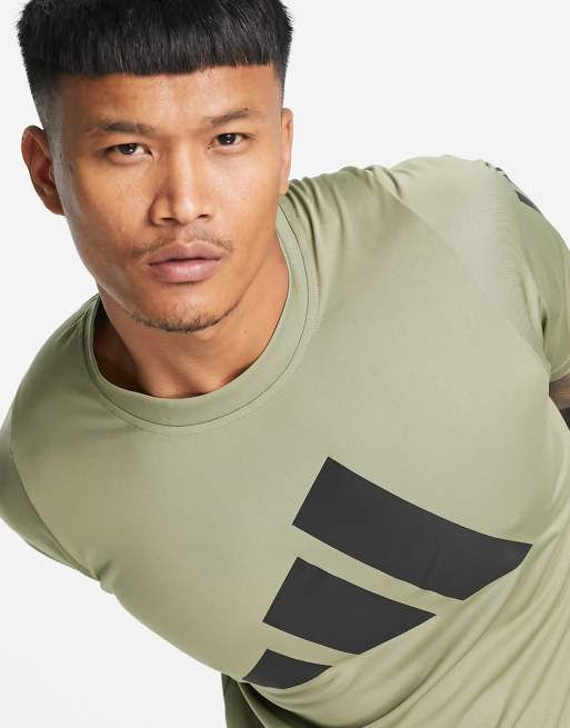 adidas Training t-shirt with large logo in khaki, 3 of 4