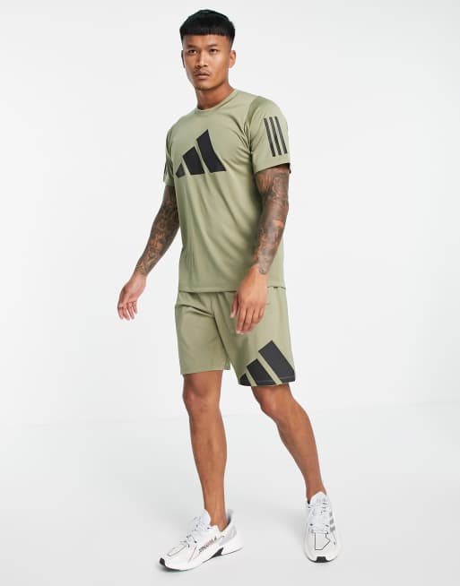adidas Training t-shirt with large logo in khaki, 4 of 4
