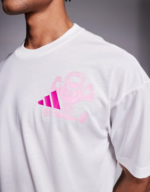 adidas Training t-shirt with noodle legs back print in white, 5 of 5