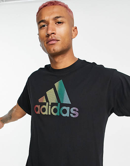 adidas Sportswear t-shirt with rainbow logo in black