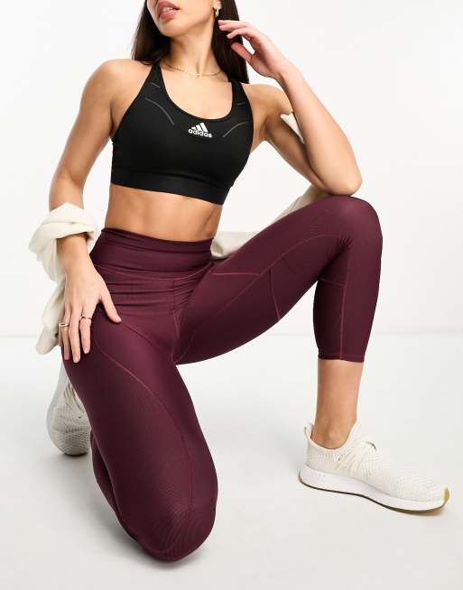 Women's Clothing - adidas Yoga Studio 7/8 Leggings - Burgundy