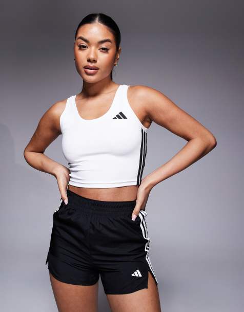 adidas - Training - Tanktop met 3-Stripes in wit - view 1