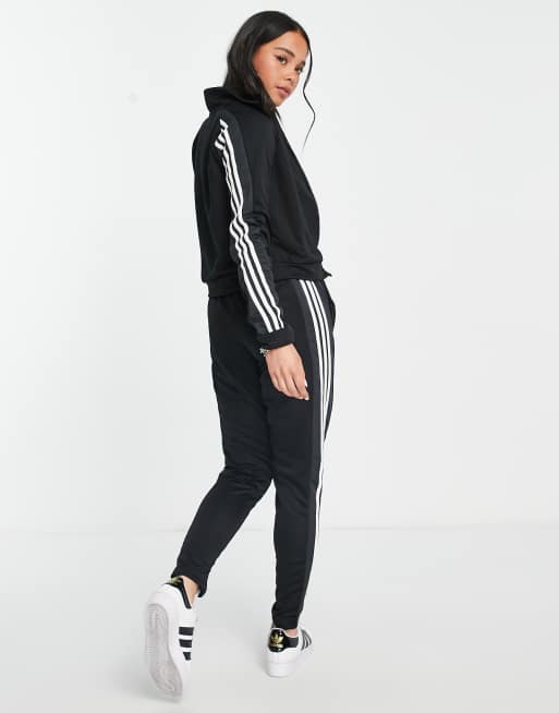 adidas Training Team 3-Stripes tracksuit in black, 2 of 4