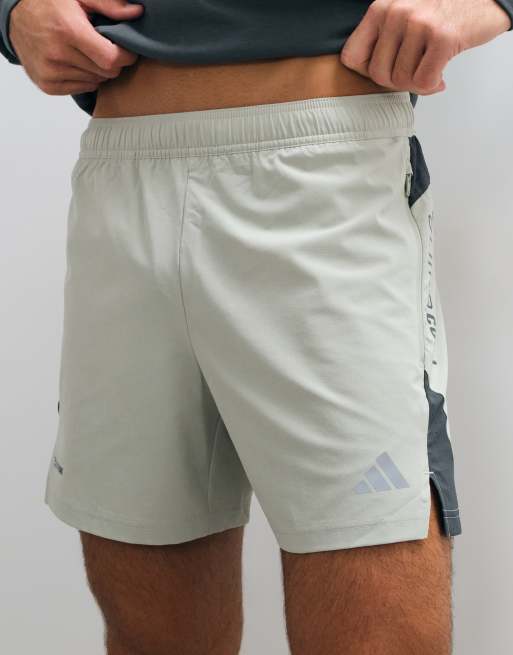 adidas Training tech colourblck shorts in sage green, 4 of 5