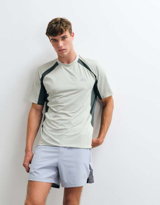 adidas Training tech colourblck t-shirt in sage green, 5 of 5