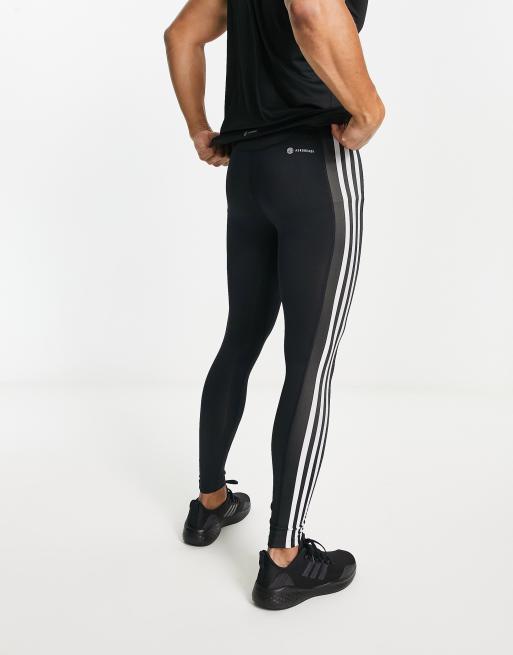 Techfit 3-Stripes Training Long Tights - Black, Men's Training