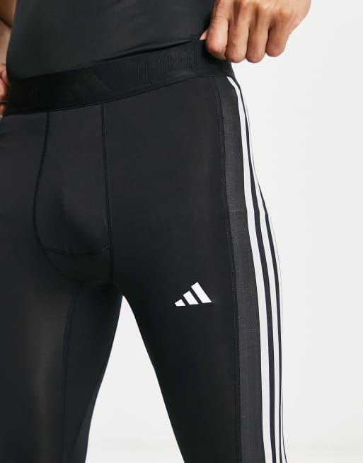 adidas Training Tech Fit 3 stripe leggings in black