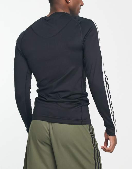 adidas Training Techfit half zip long sleeve t-shirt in black