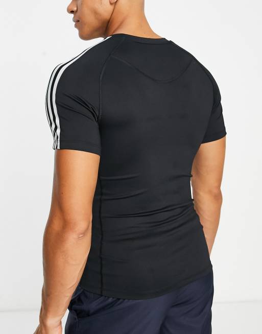 Black adidas Techfit 3-Stripes Training Long Sleeve Tee