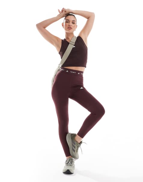 adidas Training tech fit 7/8 sculpt leggings in burgundy - view 1