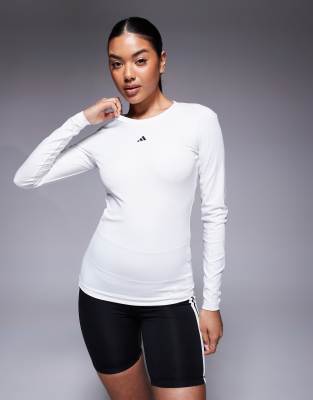 asos adidas Training Tech Fit long sleeve top in white