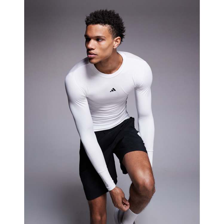 adidas Training tech fit long sleeve top in white | ASOS