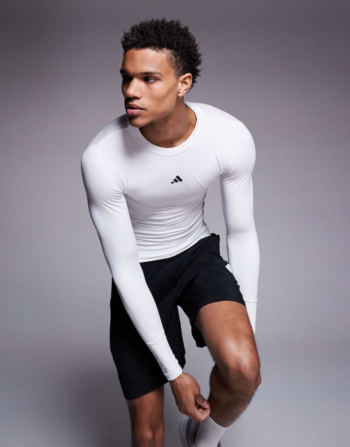 adidas Training tech fit long sleeve top in white