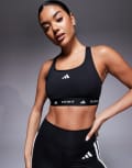 [adidas performance] adidas Training Tech Fit mid-support bra in black XS BLACK