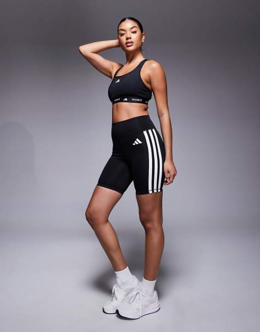 adidas Training Tech Fit mid support bra in black, 3 of 4