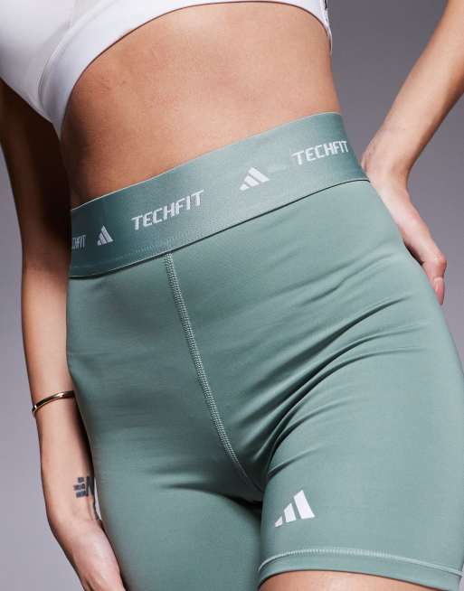 adidas Training Tech Fit shorts in silver green, 5 of 5