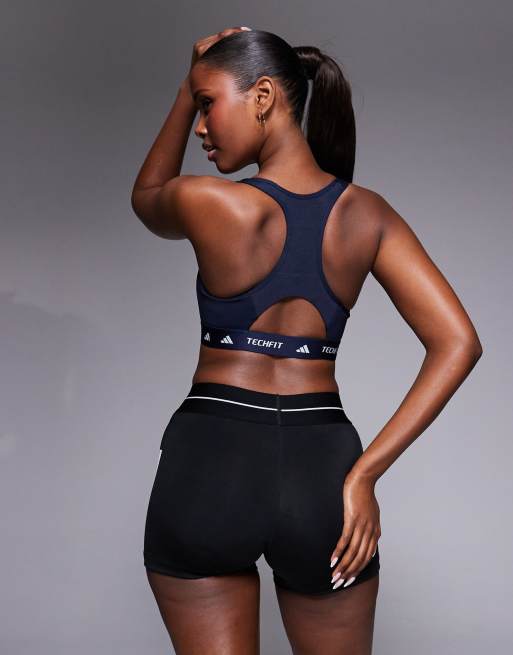 adidas Training Tech Fit sports-BH med medium støtte i navy, 2 af 4