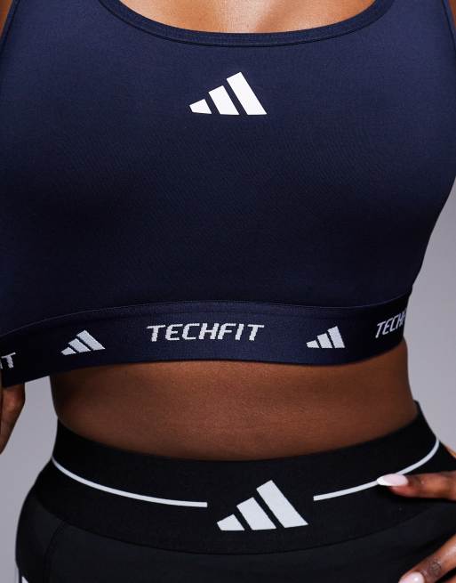 adidas Training Tech Fit sports-BH med medium støtte i navy, 3 af 4