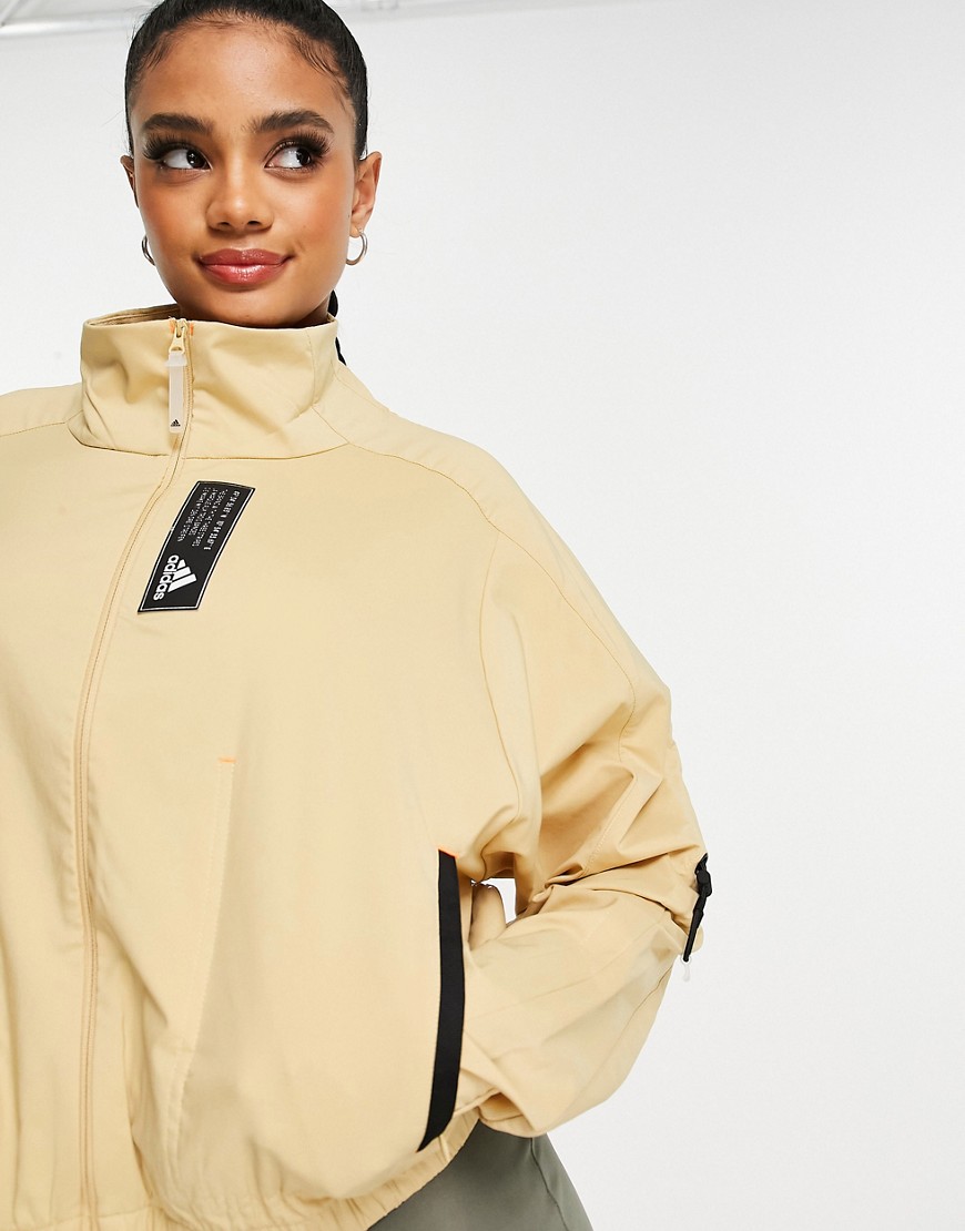 Adidas Training Tech track top in sand-Yellow