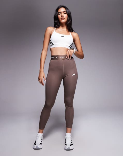 adidas Training Techfit 7/8 leggings in dark brown - view 1