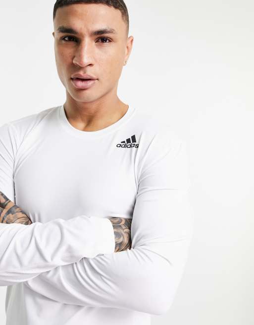 adidas Techfit Training Long Sleeve Tee - White | Men's Training | adidas US