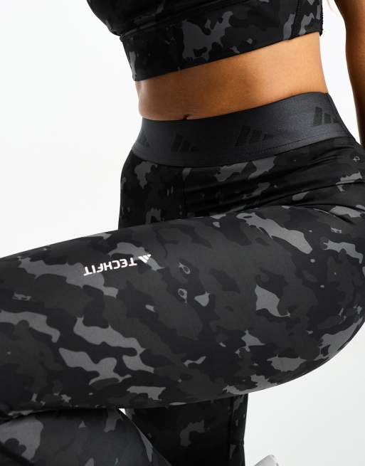 adidas Techfit Camo 7/8 Leggings Damen - grey five/carbon HS7416