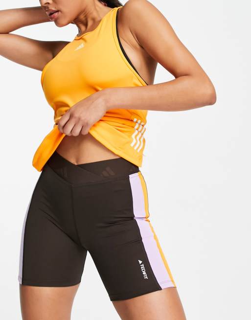 adidas Techfit Colorblock Crop Tank Top - Brown