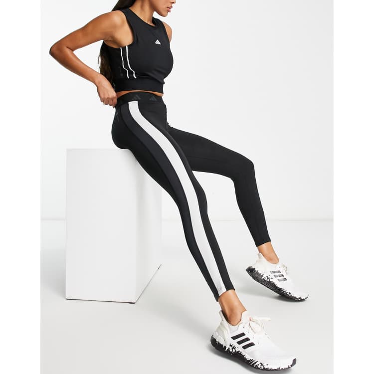 adidas Training Techfit color block high rise leggings black and white | ASOS