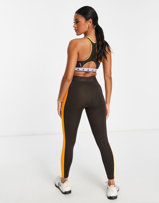 adidas Training Techfit color block high rise leggings in brown