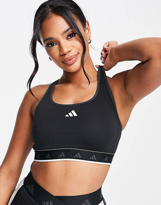 adidas Training Techfit color block mid-support sports bra in