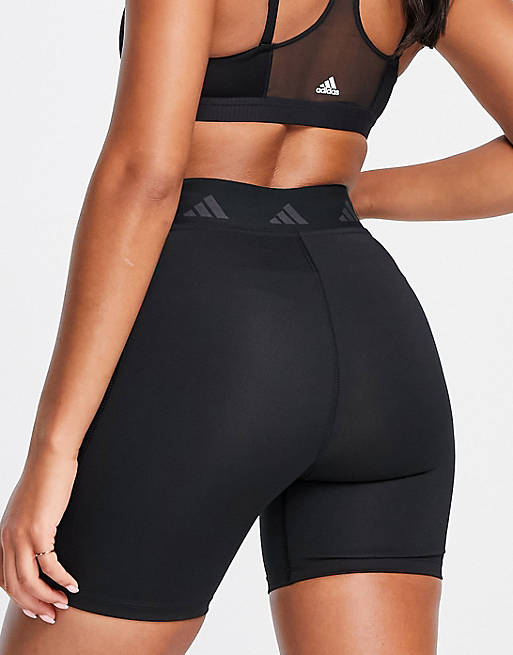 adidas Training Techfit colourblock high waisted legging shorts in black  and white