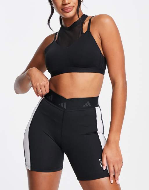 adidas Training Sports Club graphic crop top in black