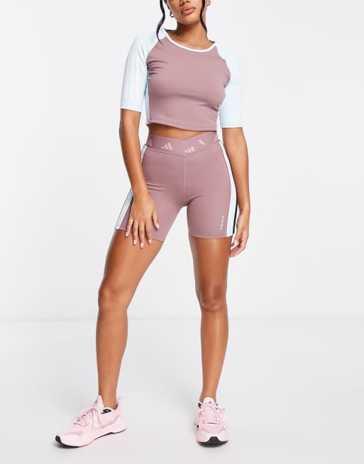 adidas Yoga Essential legging shorts in pink