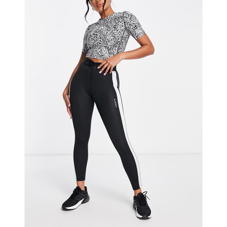 adidas Training Techfit colourblock high waisted leggings in black and white